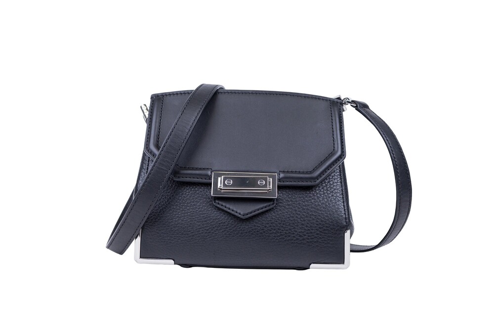 Alexander Wang Black Marion Prism Leather Handbag with Silver Hardware